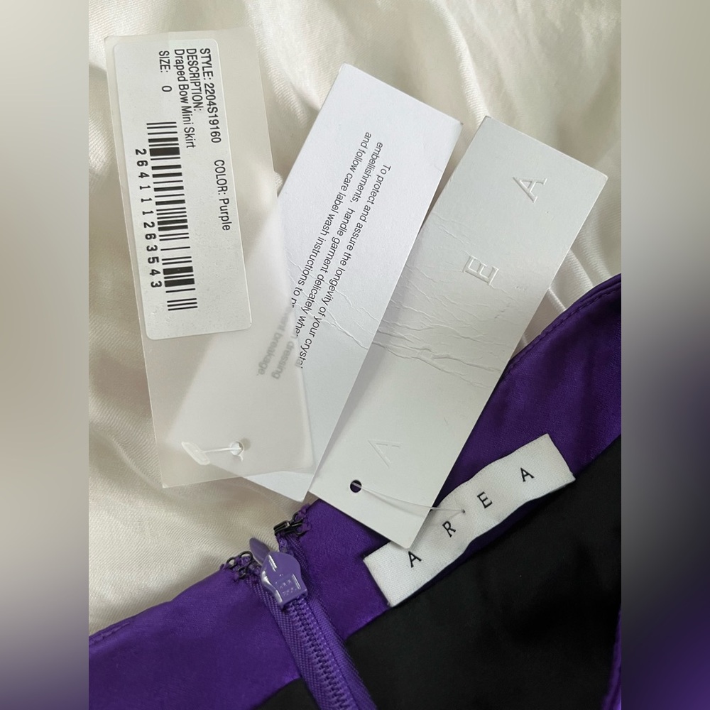 AREA Draped Bow Mini Skirt In Purple - Picture 5 of 14